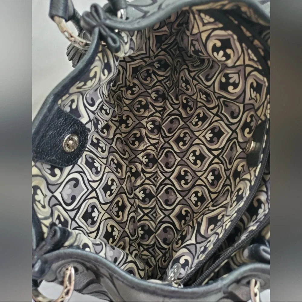 Brighton Valencia Gunmetal Pewter Floral Hobo Shoulder Handbag